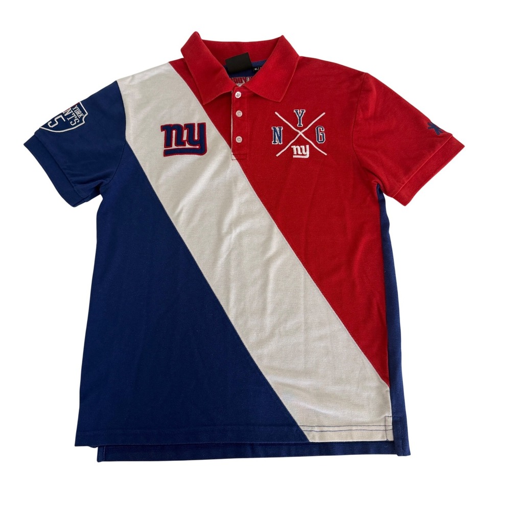 NFL Team Apparel New York Giants Polo Shirt Mens Medium Red White Blue